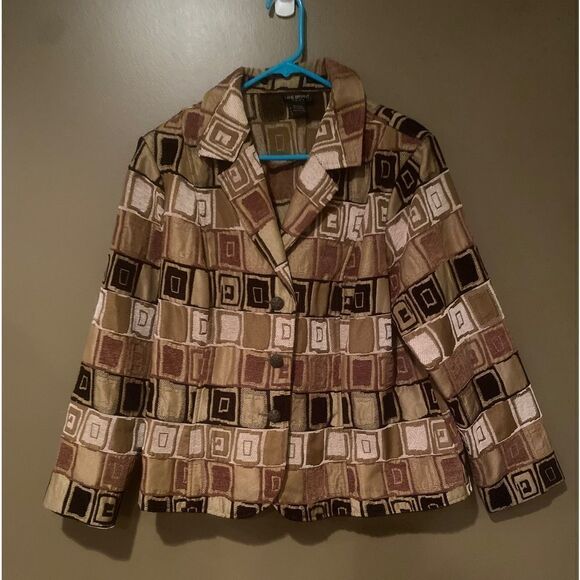 Lane Bryant Tapestry Blazer Plus Size Geometric Square Jacket - Picture 2 of 11